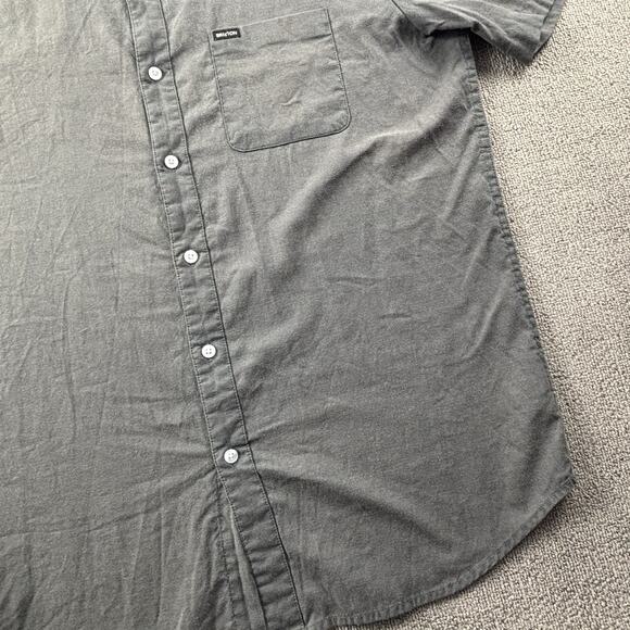 Brixton Shirt Adult Large Gray Button Up Short Sleeve Casual Streetwear Men's - Picture 5 of 14
